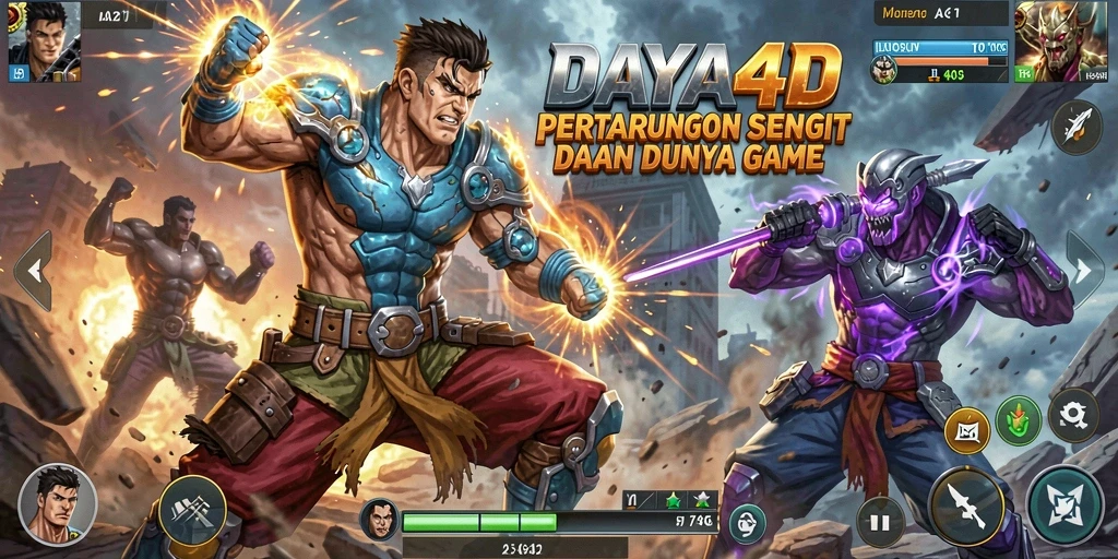 Screenshot utama DAYA4D menampilkan aksi pertarungan yang menegangkan.