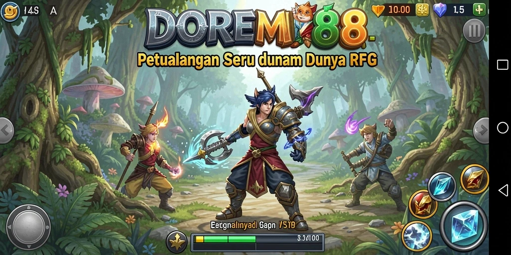 Screenshot DOREMI88 menampilkan aksi seru dalam pertempuran RPG.