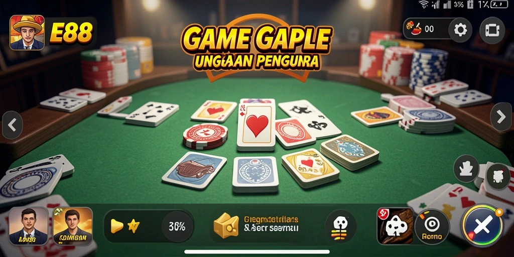 Screenshot gameplay E88 yang menunjukkan keseruan bermain Gaple.