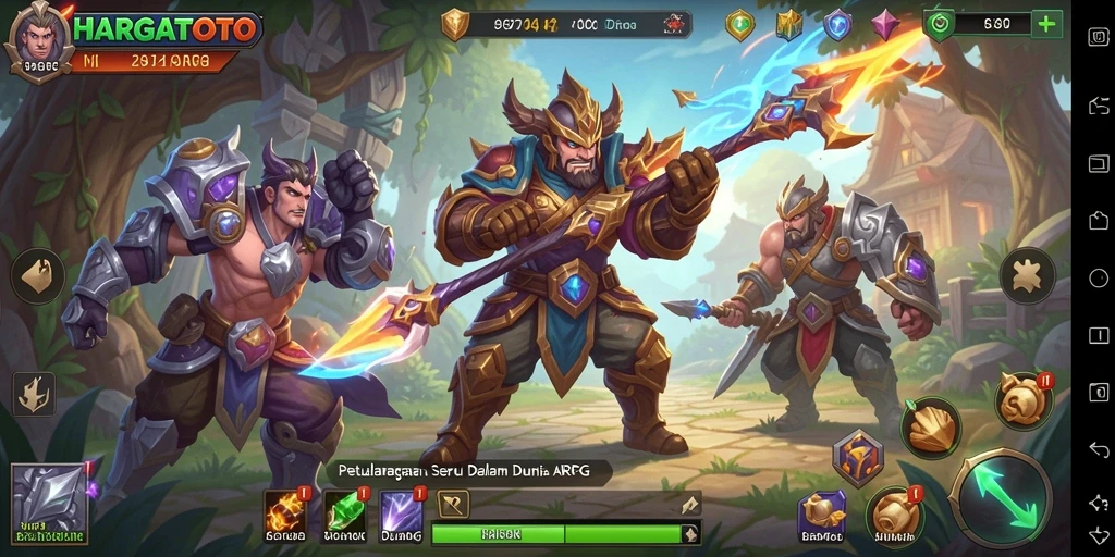 Skrinsut gameplay HARGATOTO menampilkan aksi pertempuran seru dan dunia yang luas.