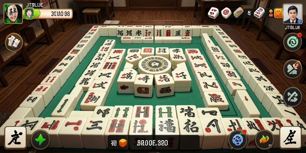 Screenshot gameplay JTBLUE menampilkan aksi seru dan strategi Mahjong.