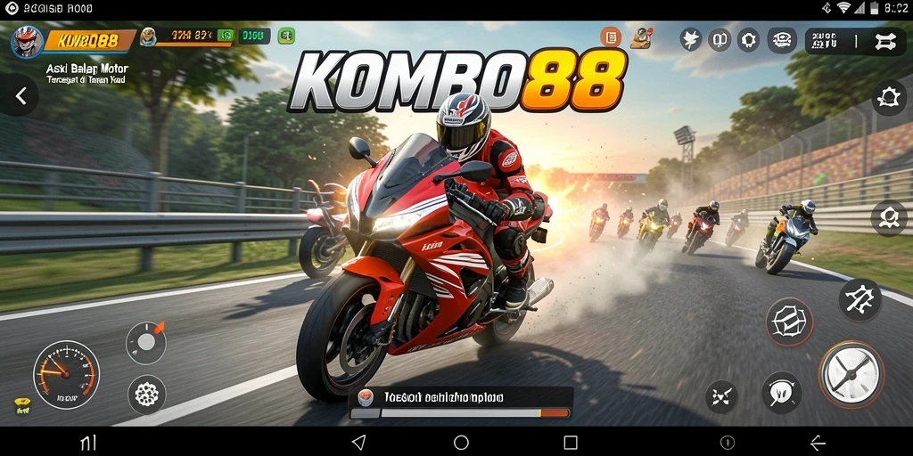 Gameplay balap motor yang seru dan menegangkan di KOMBO88.
