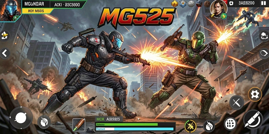 Tampilan gameplay MG525 yang penuh aksi dan adu strategi.