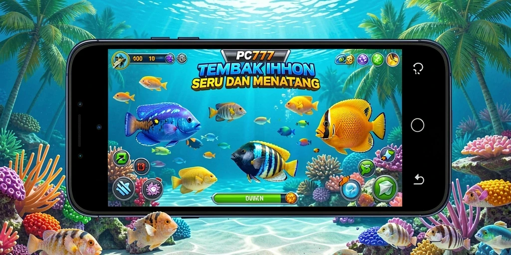Screenshot utama PC777 menampilkan gameplay Tembak Ikan yang seru.