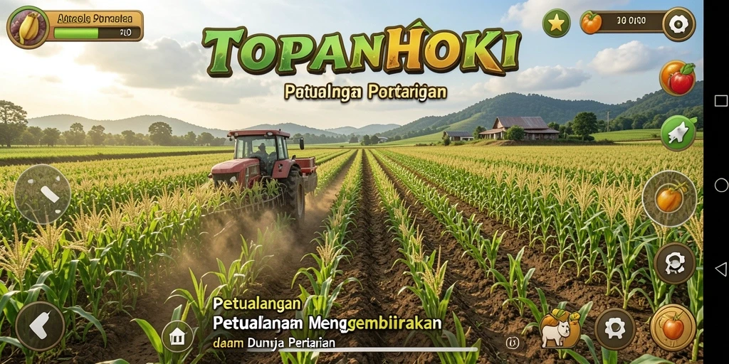 Tangkapan layar utama <strong>TOPANHOKI</strong> menampilkan keseruan dan keindahan dunia pertanian.