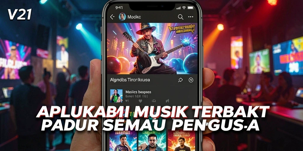Tampilan gameplay V21 yang menampilkan keseruan mendengarkan musik.